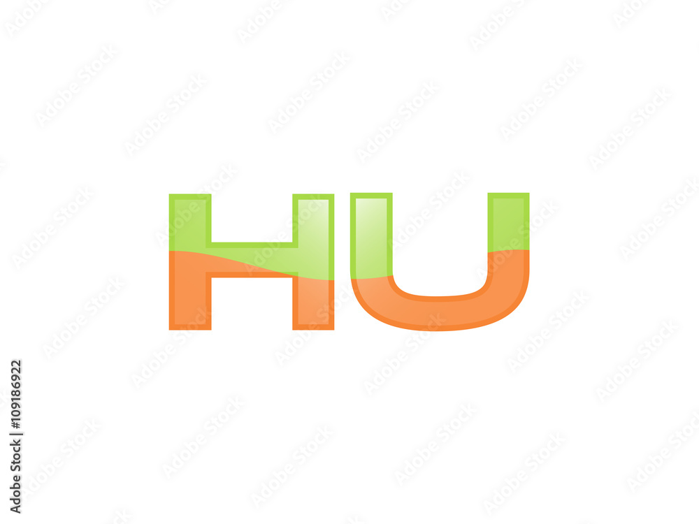 Green Orange shiny HU letters Green Orange shiny HU letters