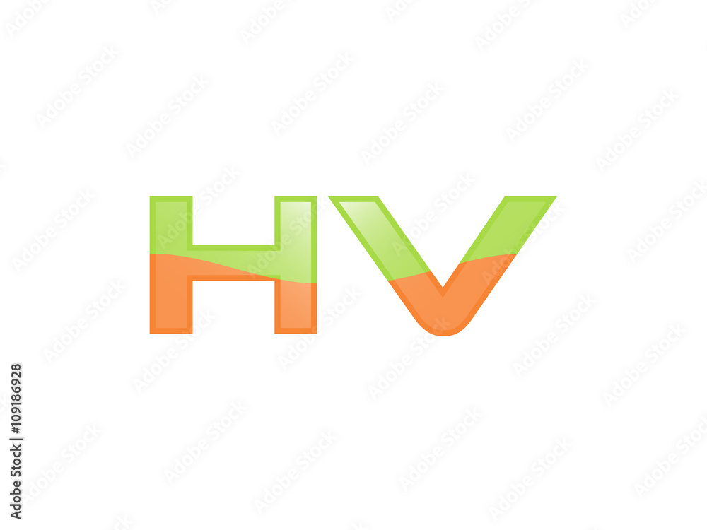 Green Orange shiny HV letters Green Orange shiny HV letters