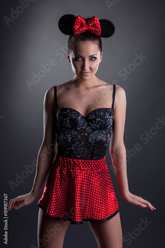 Studio shot of model in sexy outfit for role games