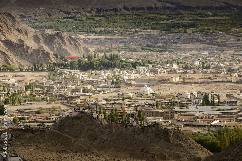 Obraz premium Leh city view from Leh Palace, Leh, Ladakh, India