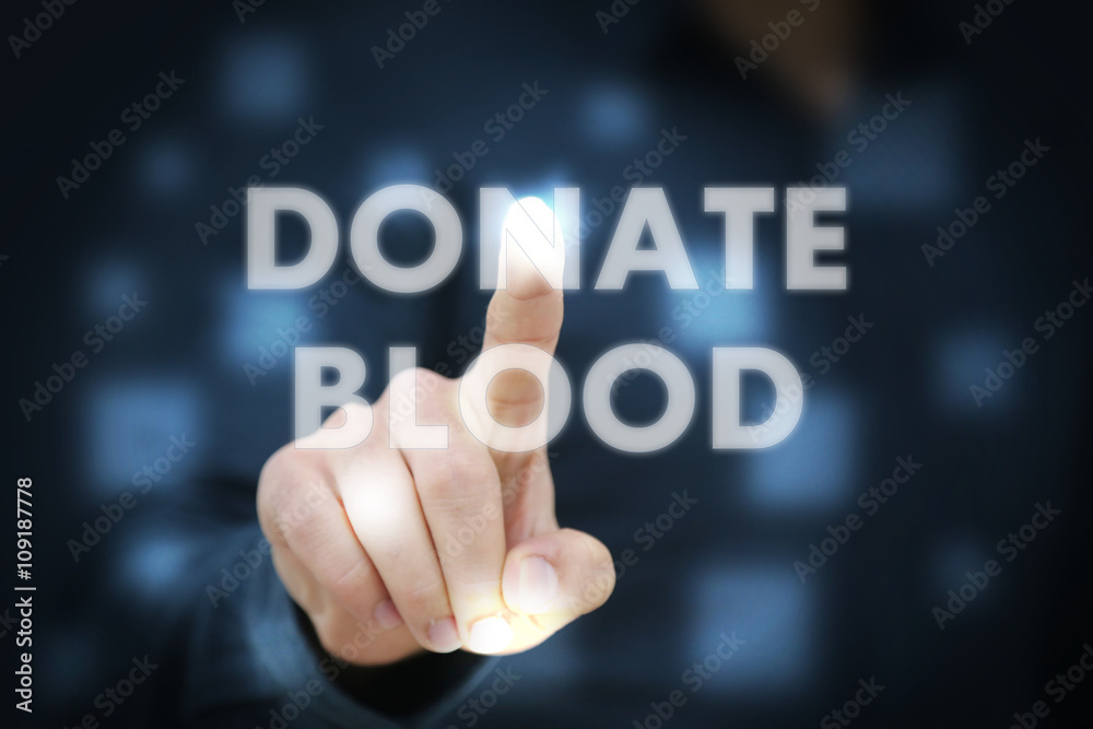 Businessman touching Donate Blood Businessman touching Donate Blood