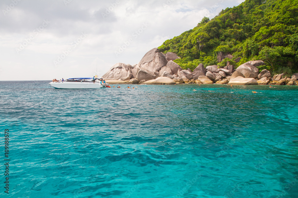 Unidentified Tourism swiming at the beaufiful islands