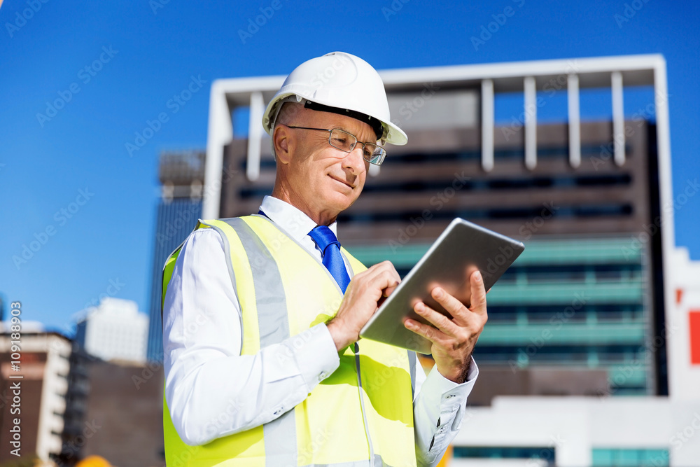 Engineer builder at construction site Engineer builder at construction site