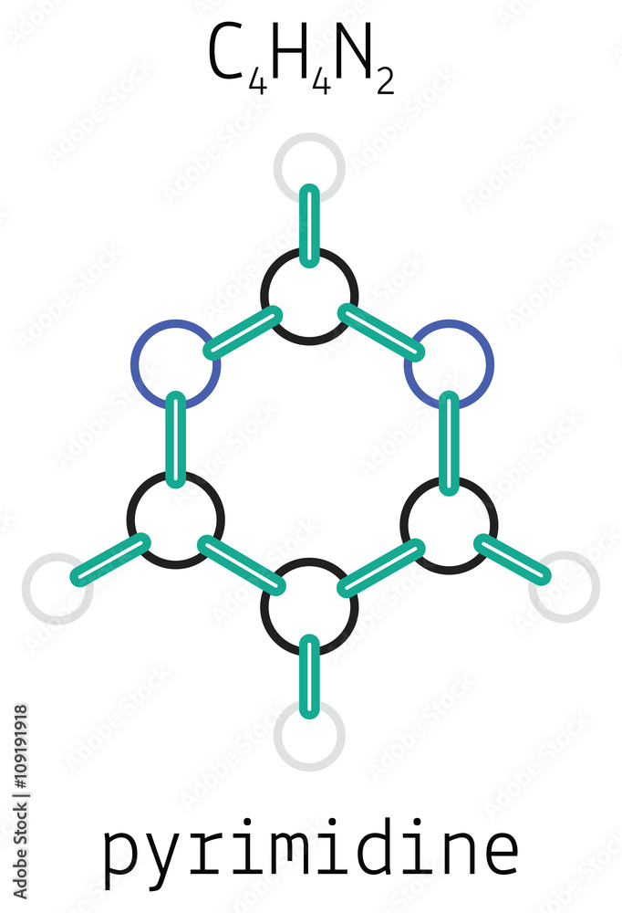 C4H4N2 pyrimidine molecule C4H4N2 pyrimidine molecule