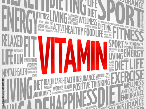 VITAMIN word cloud background, health concept
