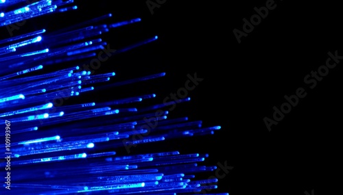 optical fibres dinamic flying from deep on technology background