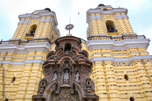 Facade of Monastery of San Francisco in Lima, Peru photo