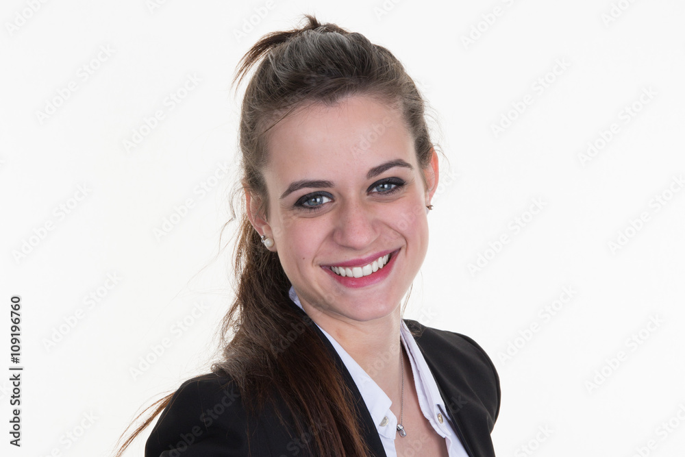 Young smiling woman isolated on white background Young smiling woman isolated on white background