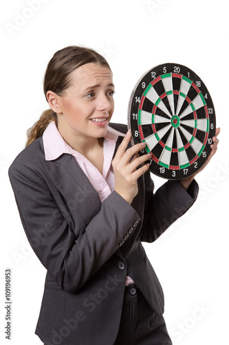 Cuadro en lienzo business woman holding dartboard