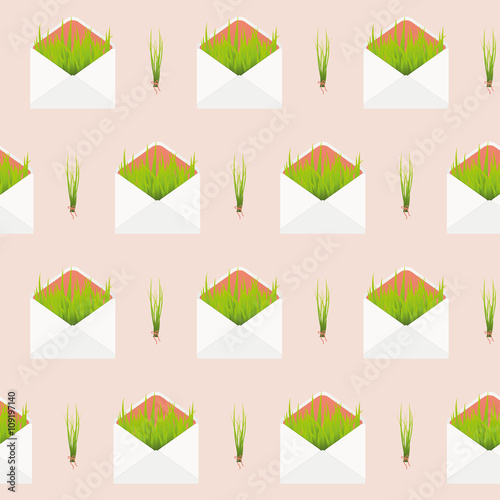 seamless pattern with envelope and grass
