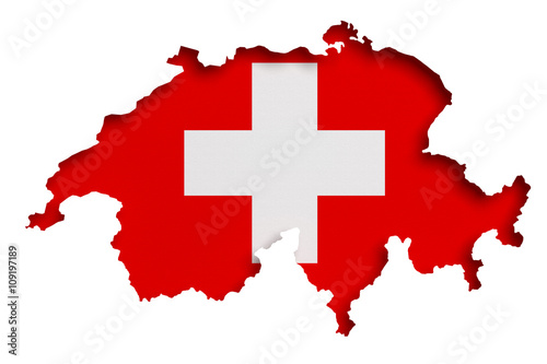 Silhouette of Switzerland map with flag