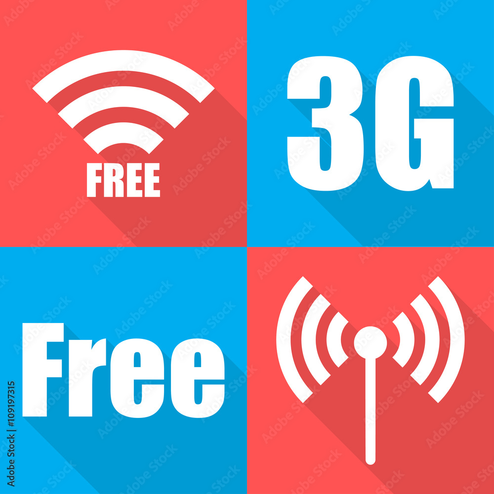 Icons for the network in a flat on different backgrounds Icons for the network in a flat on different backgrounds