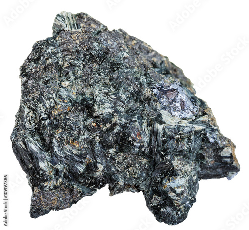 gray crystal of Molybdenite on Glaucophane rock photo