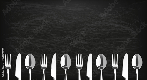 Long Blackboard Knifes Forks Spoons