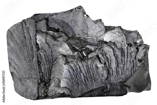piece of raw shungite gemstone isolated on white photo