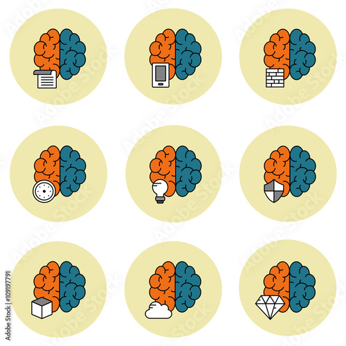 Human brain potentials vector icon set