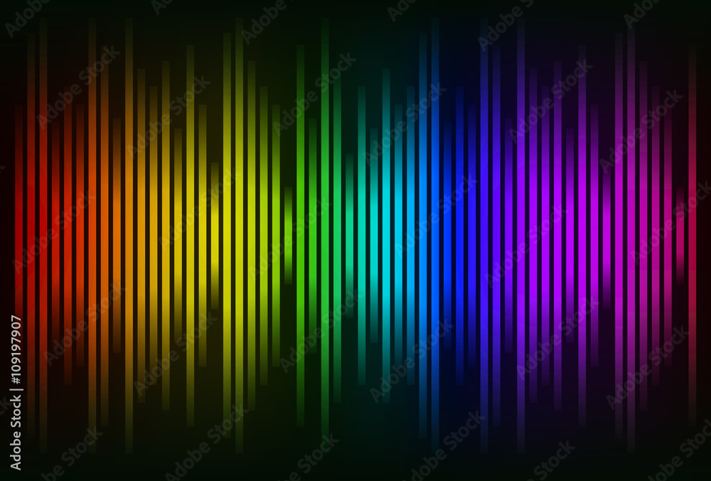 Sound waves oscillating glow colorful light