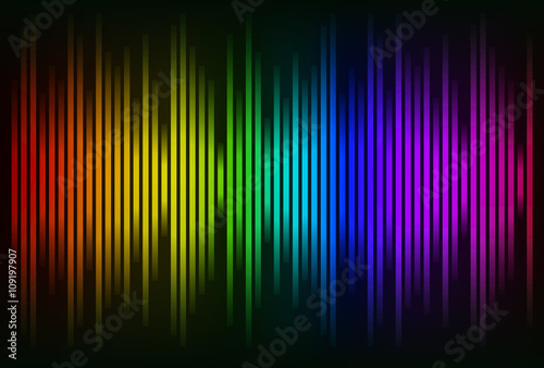 Sound waves oscillating glow colorful light