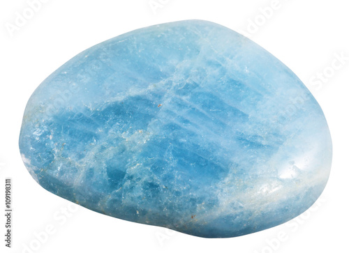 polished aquamarine (blue Beryl) gemstone isolated photo