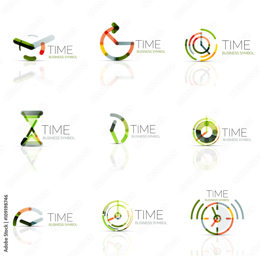 Geometric clock and time icon set Geometric clock and time icon set