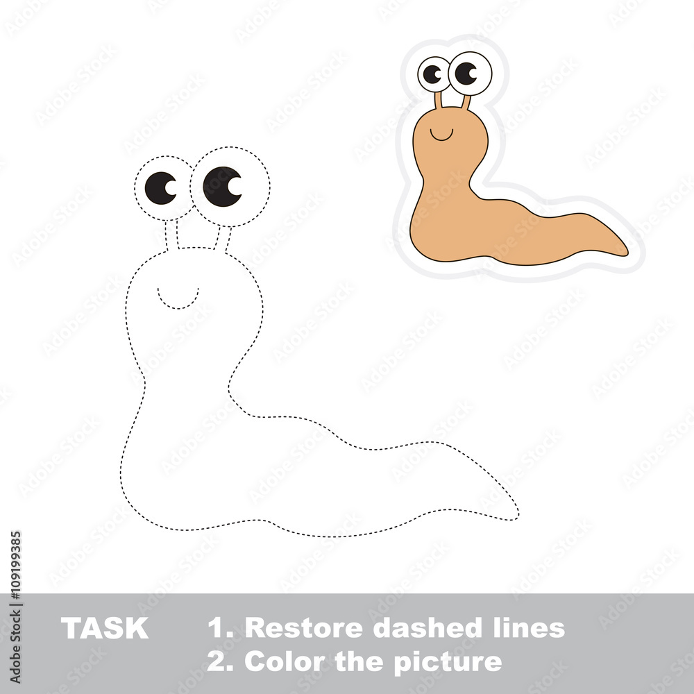 Funny slug to be traced. Vector trace game. Funny slug to be traced. Vector trace game.