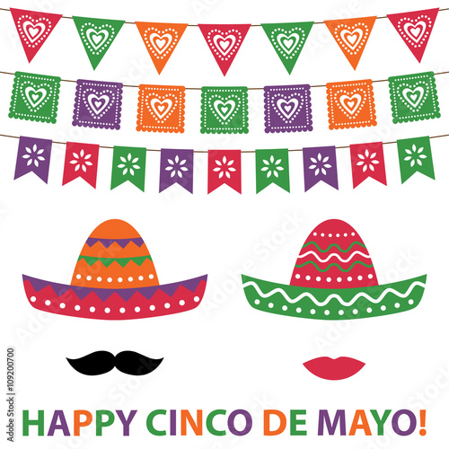 Cinco De Mayo party decoration and photo booth props card