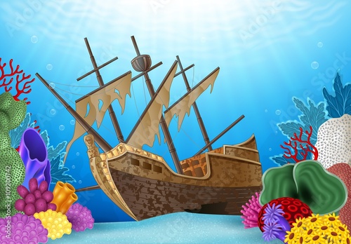 Illustration of Shipwreck on the ocean