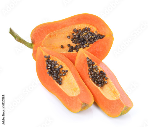 papaya on white background