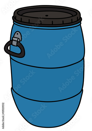 Blue plastic barrel / Hand drawing, vector illustration