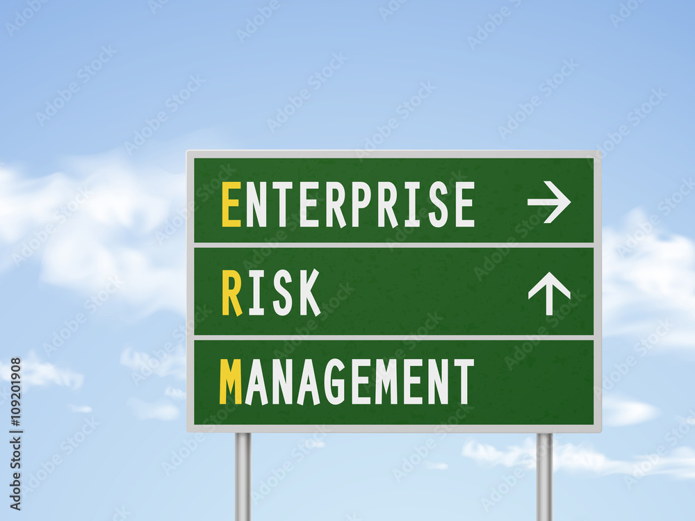 Fototapeta premium 3d illustration enterprise risk management road sign