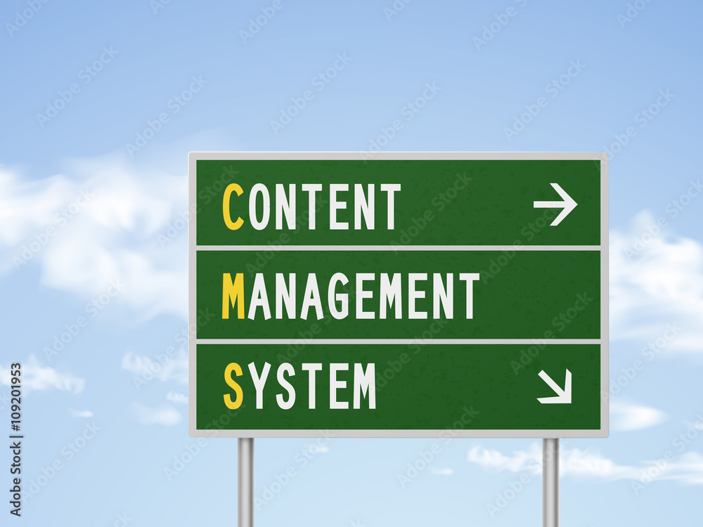 Fototapeta premium 3d illustration content management system road sign