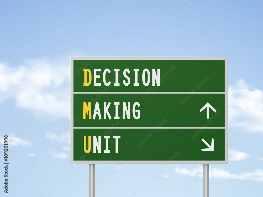 Fototapeta premium 3d illustration road sign with decision making unit