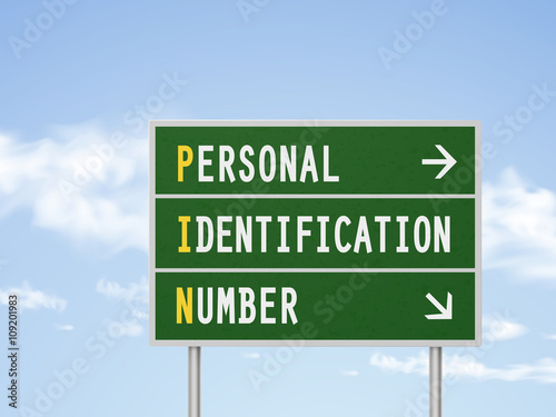 3d illustration road sign with personal identification number