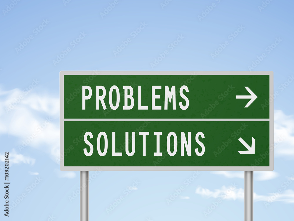 3d illustration road sign with problems and solutions 3d illustration road sign with problems and solutions