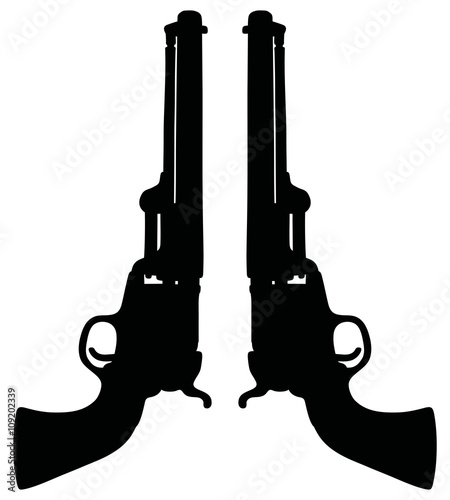 Classic Wild West handguns / Hand drawing, vector illustration