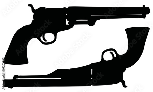 Classic Wild West handguns / Hand drawing, vector illustration