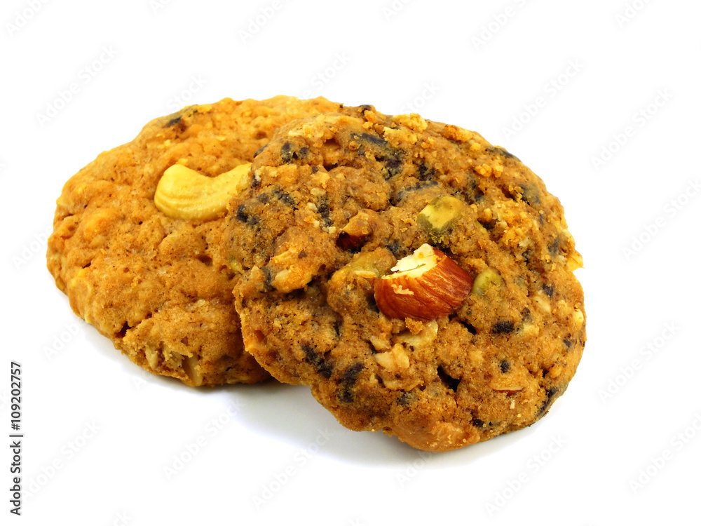whole grains cookies isolated on white background whole grains cookies isolated on white background