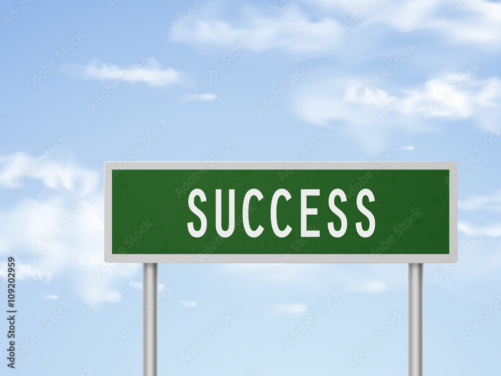 3d illustration success road sign 3d illustration success road sign