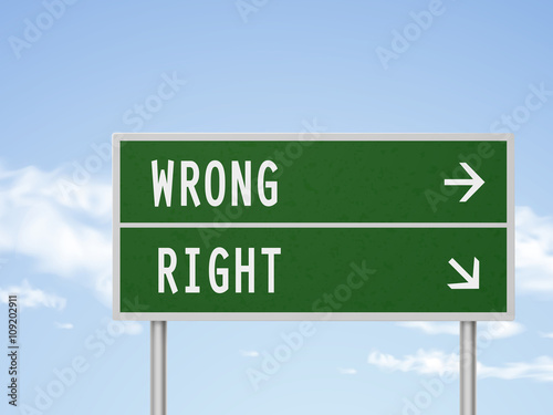 3d illustration road sign with wrong and right © HstrongART