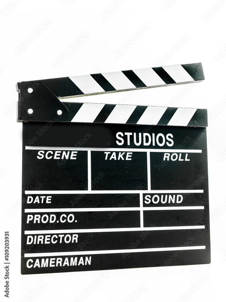 Clapper board isolated on white