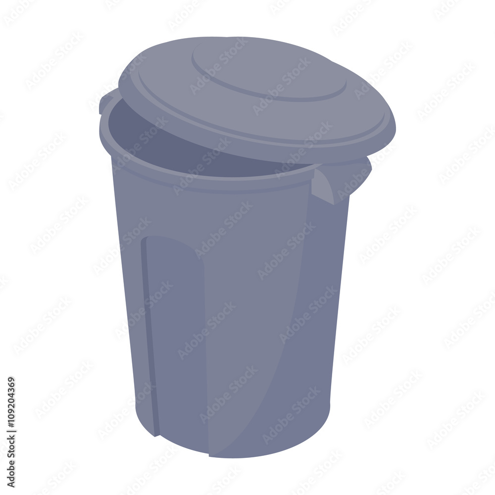 Grey trash can icon, cartoon style Grey trash can icon, cartoon style