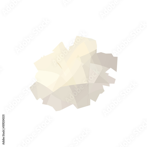 Crumpled paper icon, cartoon style