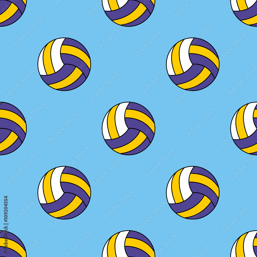Icono plano patrón con pelota de voleibol #1 Stock Vector