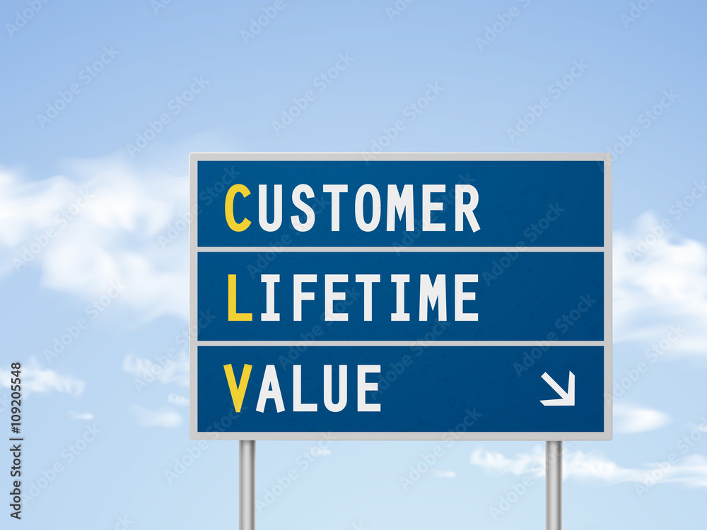 Fototapeta premium 3d illustration customer lifetime value road sign