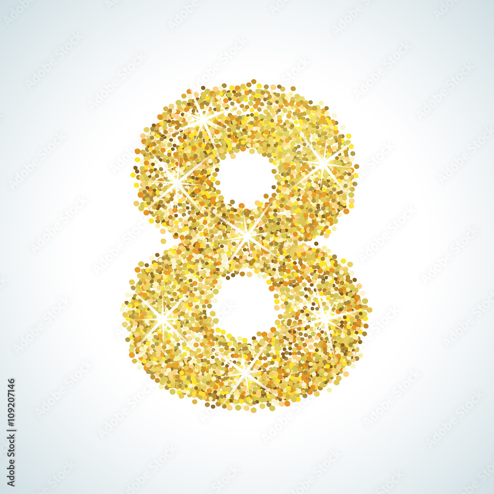 Eight number in golden style. illustration gold design Eight number in golden style. illustration gold design