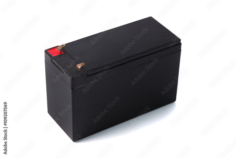 Sealed UPS battery isolated on white background Sealed UPS battery isolated on white background