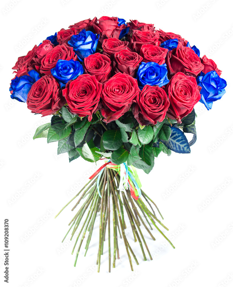 Naklejka premium bouquet of mix of red and blue roses