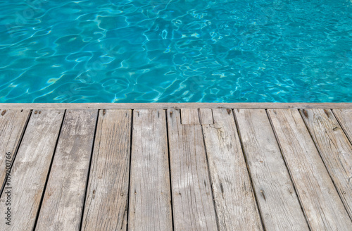 Terrace wooden on swimming pool