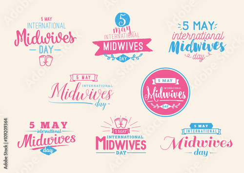 International midwives day greeting. 5 may. Vector typography.