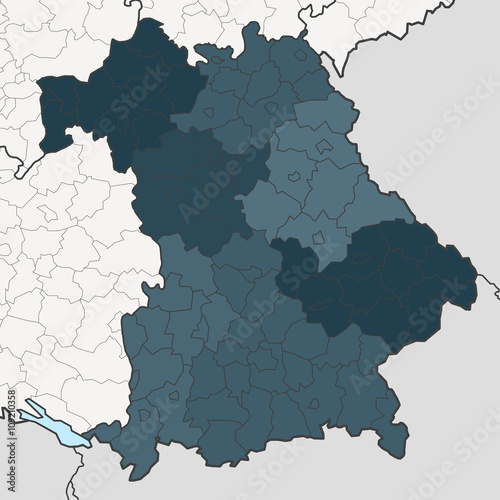 Map of Bavaria with neighboring federal states